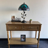 Tiffany Style Table Lamp Green Brown Stained Glass LED Bulb Included 22"H*12"W*12"D