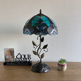 Tiffany Style Table Lamp Green Brown Stained Glass LED Bulb Included 22"H*12"W*12"D