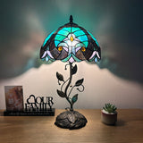 Tiffany Style Table Lamp Green Brown Stained Glass LED Bulb Included 22"H*12"W*12"D