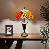 Tiffany Style Table Lamp Stained Glass Rose Flowers 14"W*14"D*21"H