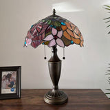 Tiffany Style Table Lamp Stained Glass Rose Flowers 14"W*14"D*21"H