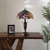 Tiffany Style Table Lamp Stained Glass Rose Flowers 14"W*14"D*21"H