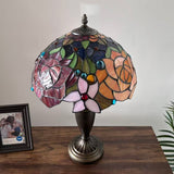 Tiffany Style Table Lamp Stained Glass Rose Flowers 14"W*14"D*21"H