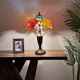 Tiffany Style Table Lamp Stained Glass Rose Flowers 14"W*14"D*21"H