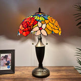 Tiffany Style Table Lamp Stained Glass Rose Flowers 14"W*14"D*21"H
