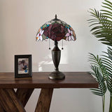 Tiffany Style Table Lamp Stained Glass Rose Flowers 14"W*14"D*21"H