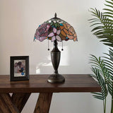 Tiffany Style Table Lamp Stained Glass Rose Flowers 14"W*14"D*21"H