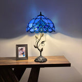 Tiffany Style Table Lamp Blue Stained Glass Baroque Style LED Bulbs Included 24"H*14"W*14"D