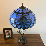 Tiffany Style Table Lamp Blue Stained Glass Baroque Style LED Bulbs Included 24"H*14"W*14"D
