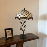 Tiffany Style Table Lamp Beige Stained Glass LED Bulbs Included 24"H*14"W*14"D