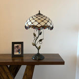 Tiffany Style Table Lamp Beige Stained Glass LED Bulbs Included 24"H*14"W*14"D