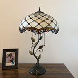 Tiffany Style Table Lamp Beige Stained Glass LED Bulbs Included 24"H*14"W*14"D