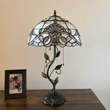 Tiffany Style Table Lamp White Stained Glass Baroque Style LED Bulbs Included 24"H*14"W*14"D
