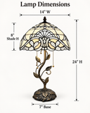 Tiffany Style Table Lamp White Stained Glass Baroque Style LED Bulbs Included 24"H*14"W*14"D