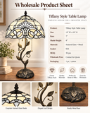 Tiffany Style Table Lamp White Stained Glass Baroque Style LED Bulbs Included 24"H*14"W*14"D