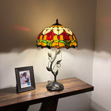 Tiffany Style Table Lamp Stained Glass Red Tulips LED Bulbs Included 24"H*14"W*14"D