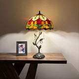 Tiffany Style Table Lamp Stained Glass Red Tulips LED Bulbs Included 24"H*14"W*14"D