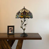 Tiffany Style Table Lamp Stained Glass Red Tulips LED Bulbs Included 24"H*14"W*14"D