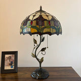 Tiffany Style Table Lamp Stained Glass Red Tulips LED Bulbs Included 24"H*14"W*14"D