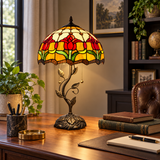 Tiffany Style Table Lamp Stained Glass Red Tulips LED Bulbs Included 24"H*14"W*14"D