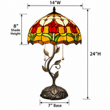 Tiffany Style Table Lamp Stained Glass Red Tulips LED Bulbs Included 24"H*14"W*14"D