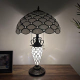 Tiffany Style Table Lamp White Stained Glass Crystal Beans Included LED Bulbs 24"H*16"W*16"D