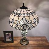 Tiffany Style Table Lamp White Stained Glass Baroque Style Included LED Bulbs 16"W*16"D*24"H