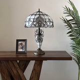 Tiffany Style Table Lamp White Stained Glass Baroque Style Included LED Bulbs 16"W*16"D*24"H