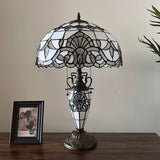 Tiffany Style Table Lamp White Stained Glass Baroque Style Included LED Bulbs 16"W*16"D*24"H