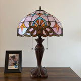Tiffany Style Table Lamp Pink Stained Glass Baroque Style 16"W*16"D*24"H