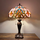 Tiffany Style Table Lamp Pink Stained Glass Baroque Style 16"W*16"D*24"H