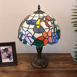 Tiffany style table lamp Stained Glass Hummingbird Flowers 12"W*12"D*19"H