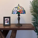 Tiffany style table lamp Stained Glass Hummingbird Flowers 12"W*12"D*19"H