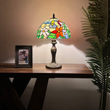 Tiffany style table lamp Stained Glass Hummingbird Flowers 12"W*12"D*19"H