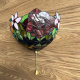 Tiffany Style Wall Sconce Lamp Stained Glass Rose Flowers LED Bulb Included 12”W*6”D*7”H