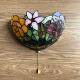 Tiffany Style Wall Sconce Lamp Stained Glass Rose Flowers LED Bulb Included 12”W*6”D*7”H