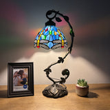 Tiffany Style Table Lamp Dragonfly Blue Stained Glass LED Bulb Included ET0801