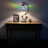 Tiffany Style Table Lamp Dragonfly Blue Stained Glass LED Bulb Included ET0801