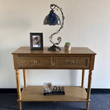 Tiffany Style Table Lamp Dragonfly Blue Stained Glass LED Bulb Included ET0801