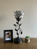 Tiffany Style torch table lamp White Stained Glass  Baroque Style Lavender USB ports included LED bulb H20*W6 in