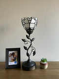 Tiffany Style torch table lamp White Stained Glass  Baroque Style Lavender USB ports included LED bulb H20*W6 in