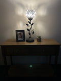 Tiffany Style torch table lamp White Stained Glass  Baroque Style Lavender USB ports included LED bulb H20*W6 in