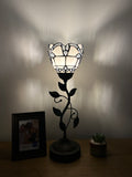 Tiffany Style torch table lamp White Stained Glass  Baroque Style Lavender USB ports included LED bulb H20*W6 in