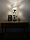 Tiffany Style torch table lamp White Stained Glass  Baroque Style Lavender USB ports included LED bulb H20*W6 in