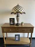 Tiffany Style Table Lamp Beige Stained Glass Mother-Daughter Vase Included LED Bulbs Vintage for Living Room Dining Room Bedroom Bedside Office Hotel H24*W16 in…