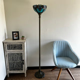 Tiffany Style Floor Lamp Green Stained Glass Included LED Bulb 12"W*12"D*66"H