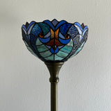 Tiffany Style Torch Floor Lamp Blue Stained Glass Included LED Bulb 12"W*12"D*66"H