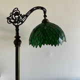 Tiffany Style Floor Lamp Green Leaves Stained Glass Included LED Bulb Gooseneck Adjustable H63 in