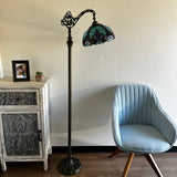 Tiffany Style Floor Lamp Green Stained Glass Included LED Bulb Gooseneck Adjustable 20"W*12"D*63"H