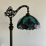Tiffany Style Floor Lamp Green Stained Glass Included LED Bulb Gooseneck Adjustable 20"W*12"D*63"H